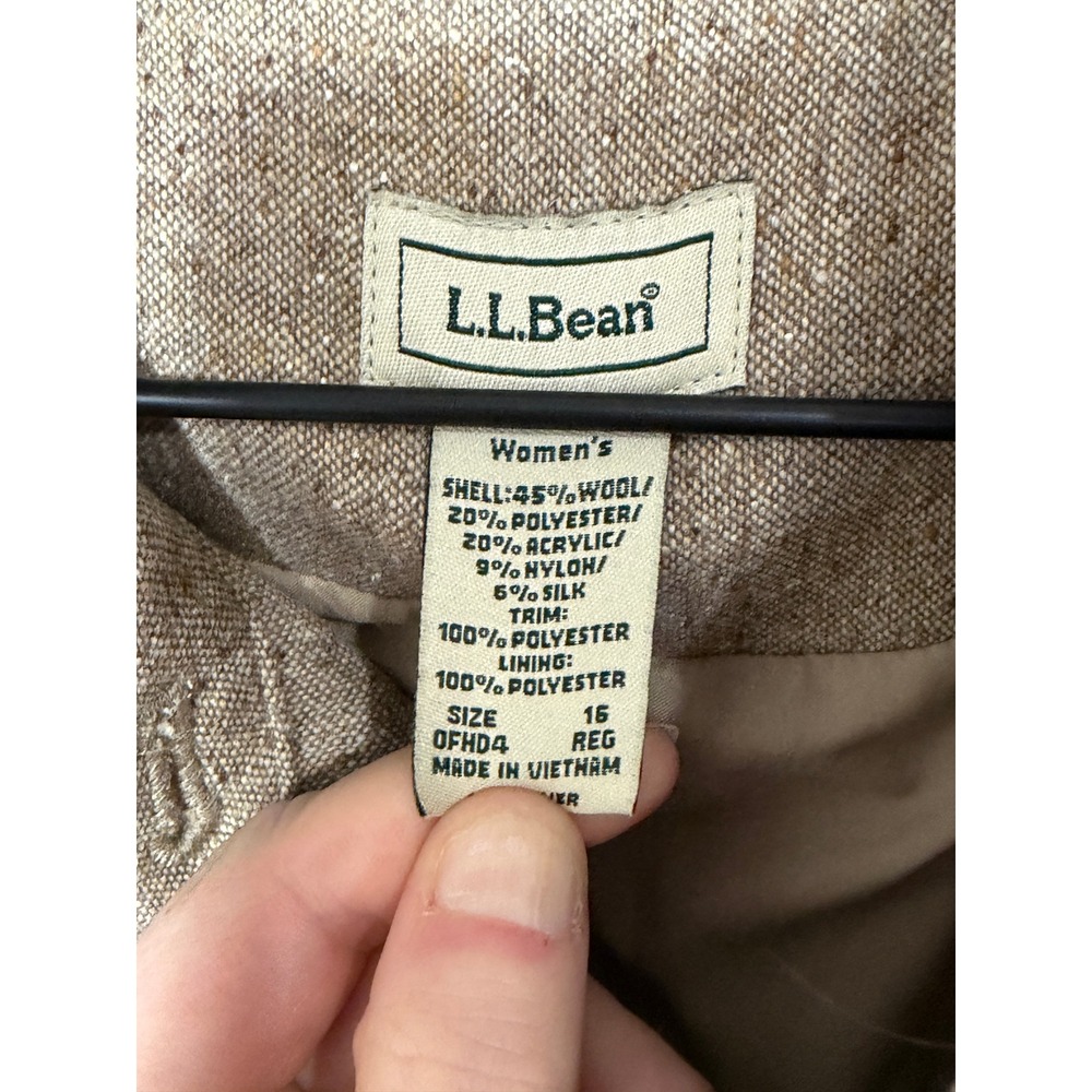 LL Bean Field Coat Barn Jacket Women 16 Brown Wool Blend Suede Collar Preppy - Picture 2 of 10